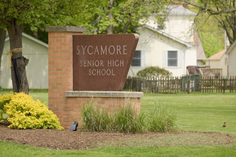 Sycamore High School sign in Sycamore on Thursday, May 13, 2021.
